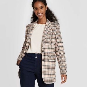 Target A New Day Women’s Oversized Blazer Fall Plaid Brown Medium